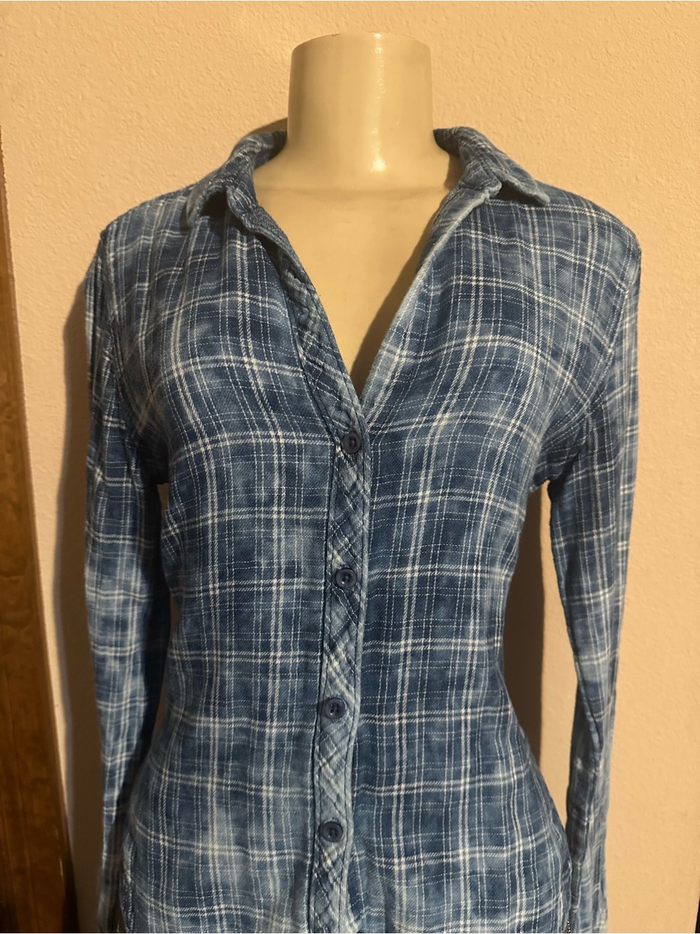 cloth & stone Blue Plaid Button-Down Shirt